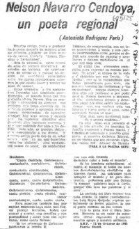 Nelson Navarro Cendoya, un poeta regional