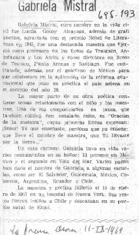 Gabriela Mistral.