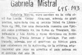 Gabriela Mistral.
