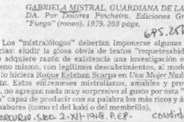 Gabriela Mistral, guardiana de la vida