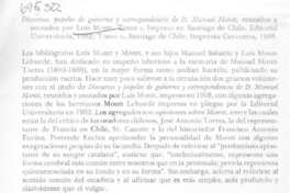 Discursos, papeles de gobierno y correspondencia de D. Manuel Montt