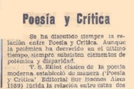 Poesía y crítica