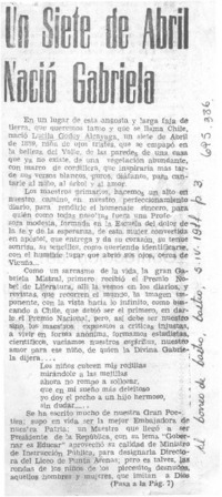 Un siete en abril nació Gabriela