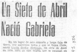 Un siete en abril nació Gabriela