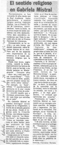 El sentido religioso en Gabriela Mistral