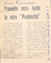 Presenta esta tarde la obra "Pueblecito".