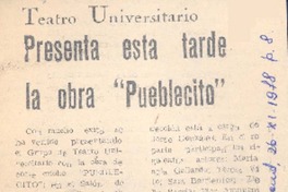 Presenta esta tarde la obra "Pueblecito".