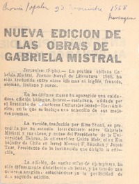 Nueva edición de las obras de Gabriela Mistral.