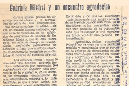 Gabriela Mistral y un encuentro agradecido