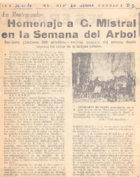 Homenaje a G. Mistral en la semana del árbol.