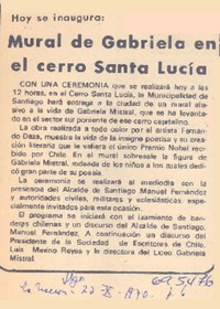 Mural de Gabriela en el cerro Santa Lucía.