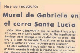 Mural de Gabriela en el cerro Santa Lucía.