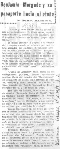 Benjamín Morgado y su pasaporte hacia el otoño