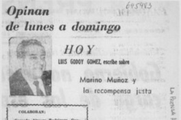 Marino Muñoz y la recompensa justa
