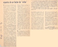 Apuntes de un lector de "Orfeo"