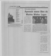 Apareció nuevo libro de Marino Muñoz Lagos.
