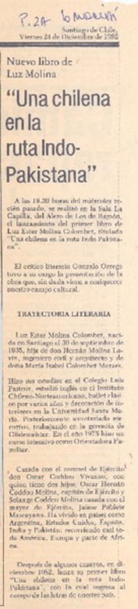 Una chilena en la ruta indo-paquistana".