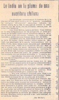 La India en la pluma de una escritura chilena.