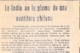 La India en la pluma de una escritura chilena.