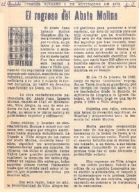 El regreso del Abate Molina.