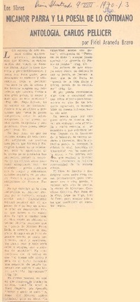 Nicanor Parra y la poesía de lo cotidiano