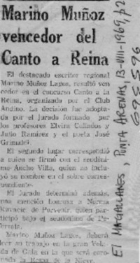 Marino Muñoz vencedor del Canto a Reina