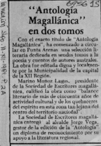 "Antología magallánica" en dos tomos