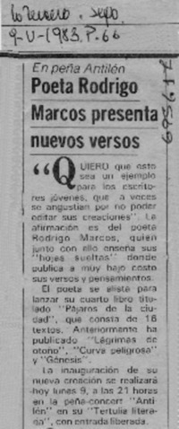 Rodrigo Marcos presenta nuevos versos