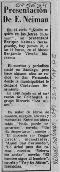 Presentaciones de E. Neiman