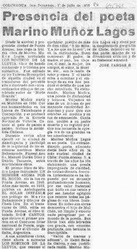 Presencia del poeta Marino Muñoz Lagos
