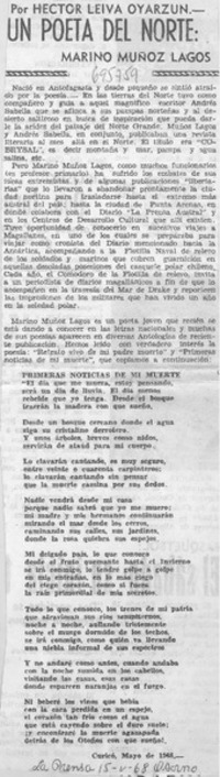Un poeta del norte: Marino Muñoz Lagos