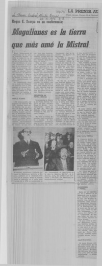 Magallanes es la tierra que más amó la Mistral.