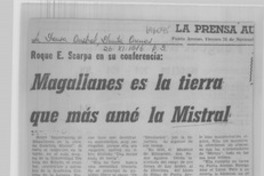 Magallanes es la tierra que más amó la Mistral.