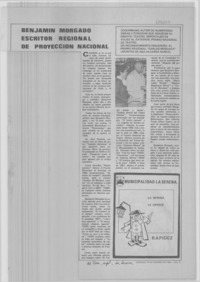 Benjamín Morgado escritor regional de proyección nacional.