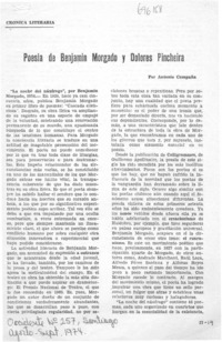 Poesía de Benjamín Morgado y Dolores Pincheira