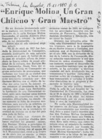 Enrique Molina, un gran chileno y gran maestro".