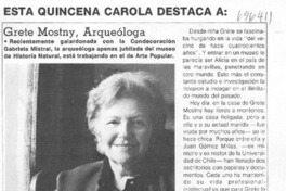Grete Mostny, arqueóloga : [Entrevista]