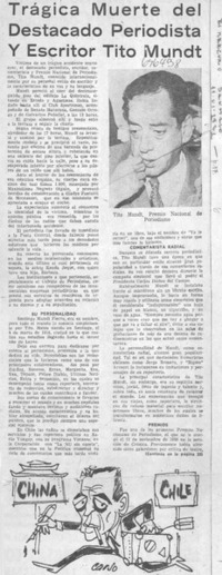 Trágica muerte del destacado periodista y escritor Tito Mundt.