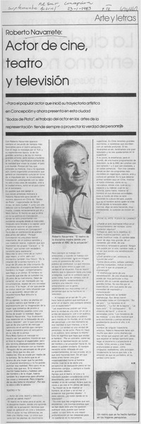 Actor de cine, teatro y televisión : [Entrevista]