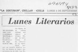 Mi encuentro con Gabriela Mistral.