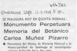 Monumento perpetuará memoria del botánico Carlos Muñoz Pizarro.