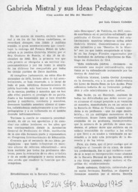 Gabriela Mistral y sus ideas pedagógicas