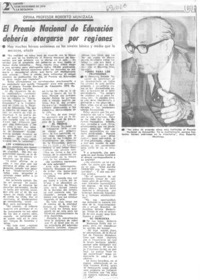 El Premio Nacional de Educación debería otorgarse por regiones.