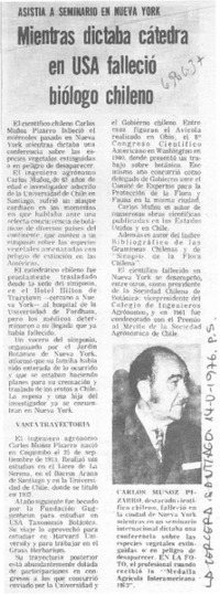 Mientras dictaba cátedra en USA falleció biólogo chileno.