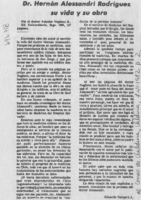 Dr. Hernán Alessandri Rodríguez su vida y su obra