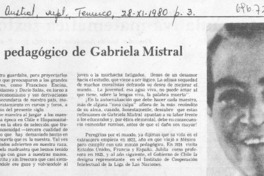 Ideario pedagógico de Gabriela Mistral.