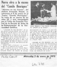 Nueva obra a la escena del "Camilo Henríquez".