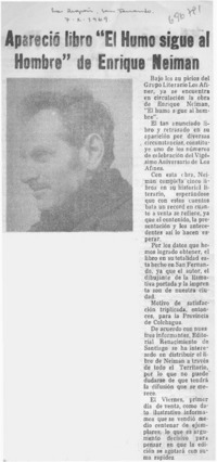 Apareció libro "El humo sigue al hombre" de Enrique Neiman.