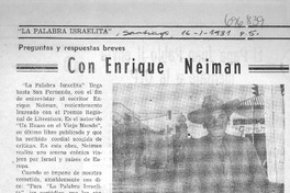 Preguntas y respuestas breves con Enrique Neiman : [Entrevista]