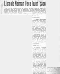 Libro de Neiman lleva buen paso.
